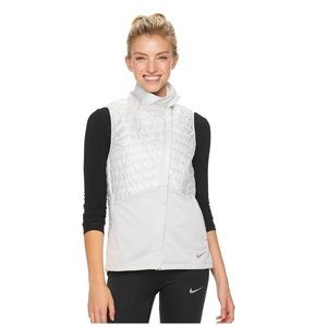 Nike Essential Filled Running Vest White Gray Size S